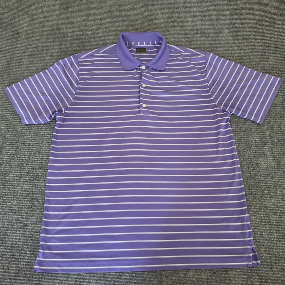 Greg Norman Collection Men's Large Purple Striped Golf Polo Shirt